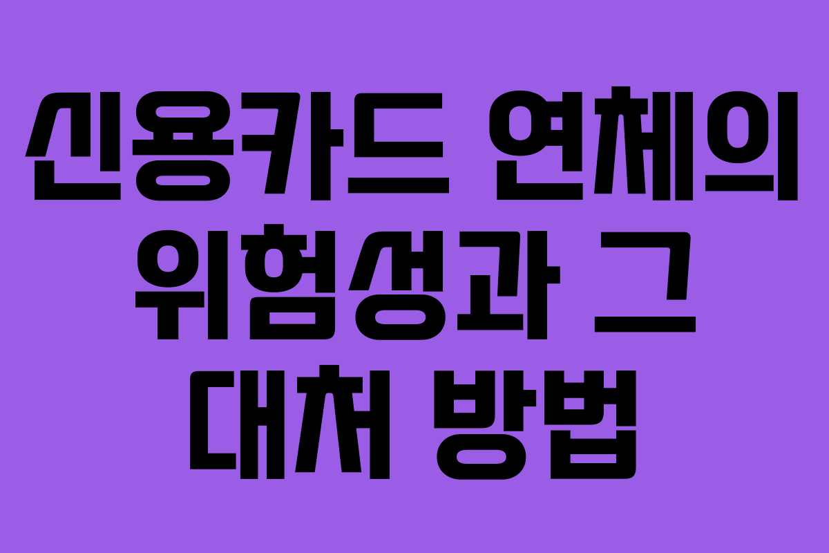 신용카드 연체의 위험성과 그 대처 방법