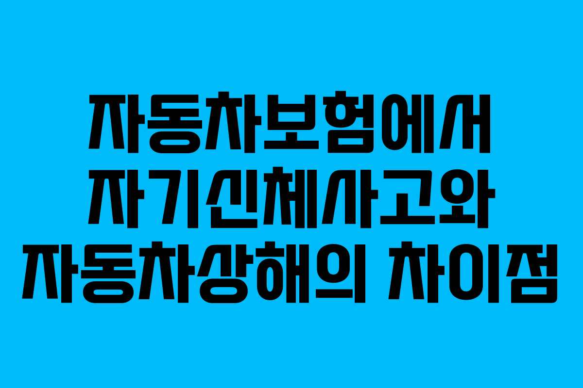 자동차보험에서 자기신체사고와 자동차상해의 차이점
