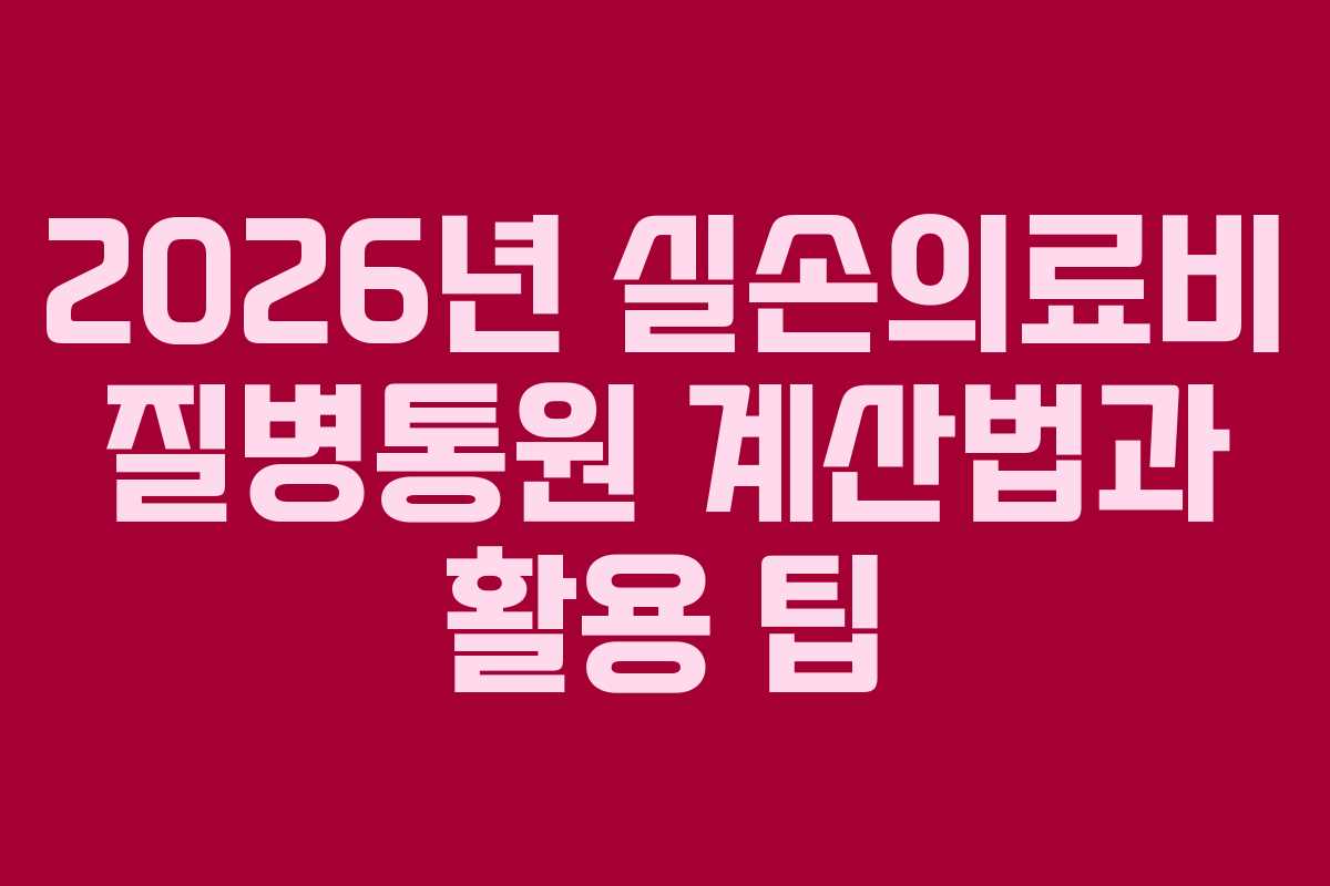 2026년 실손의료비 질병통원 계산법과 활용 팁