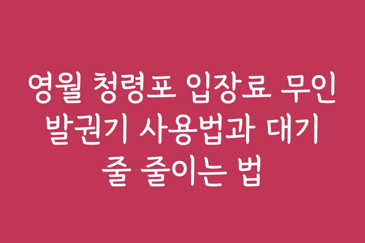 영월 청령포 입장료 무인 발권기 사용법과 대기 줄 줄이는 법