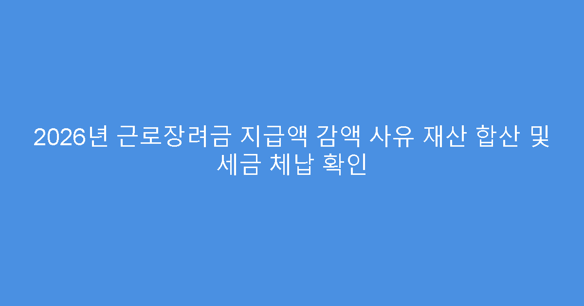 2026년 근로장려금 지급액 감액 사유 재산 합산 및 세금 체납 확인
