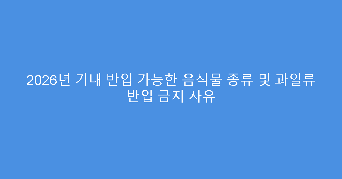 2026년 기내 반입 가능한 음식물 종류 및 과일류 반입 금지 사유