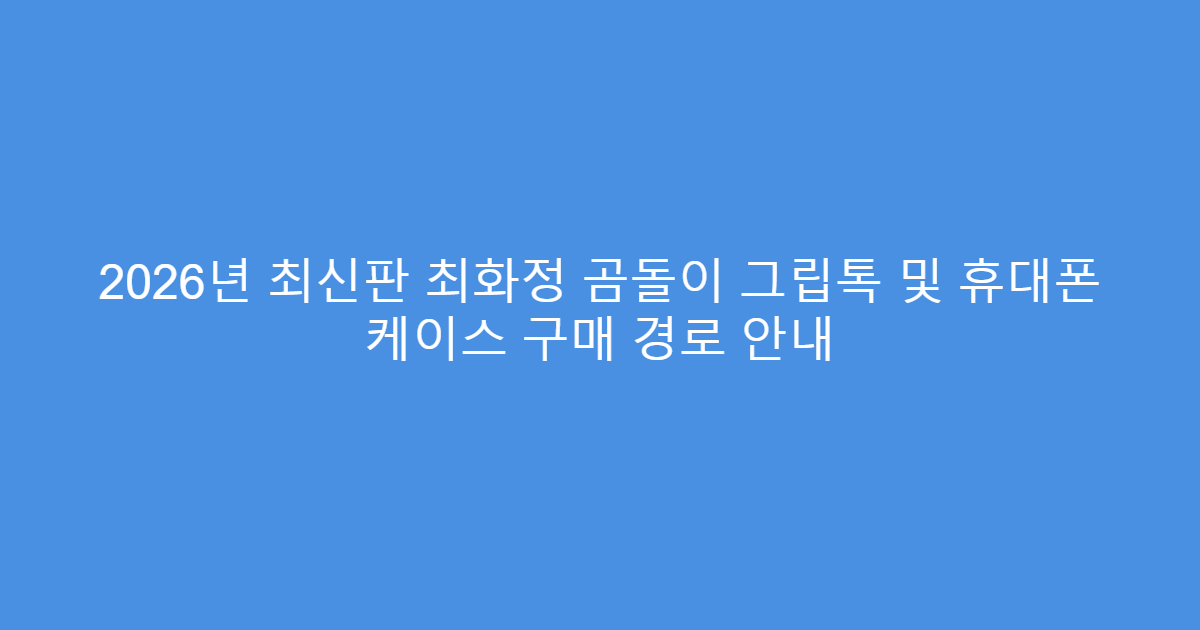 2026년 최신판 최화정 곰돌이 그립톡 및 휴대폰 케이스 구매 경로 안내