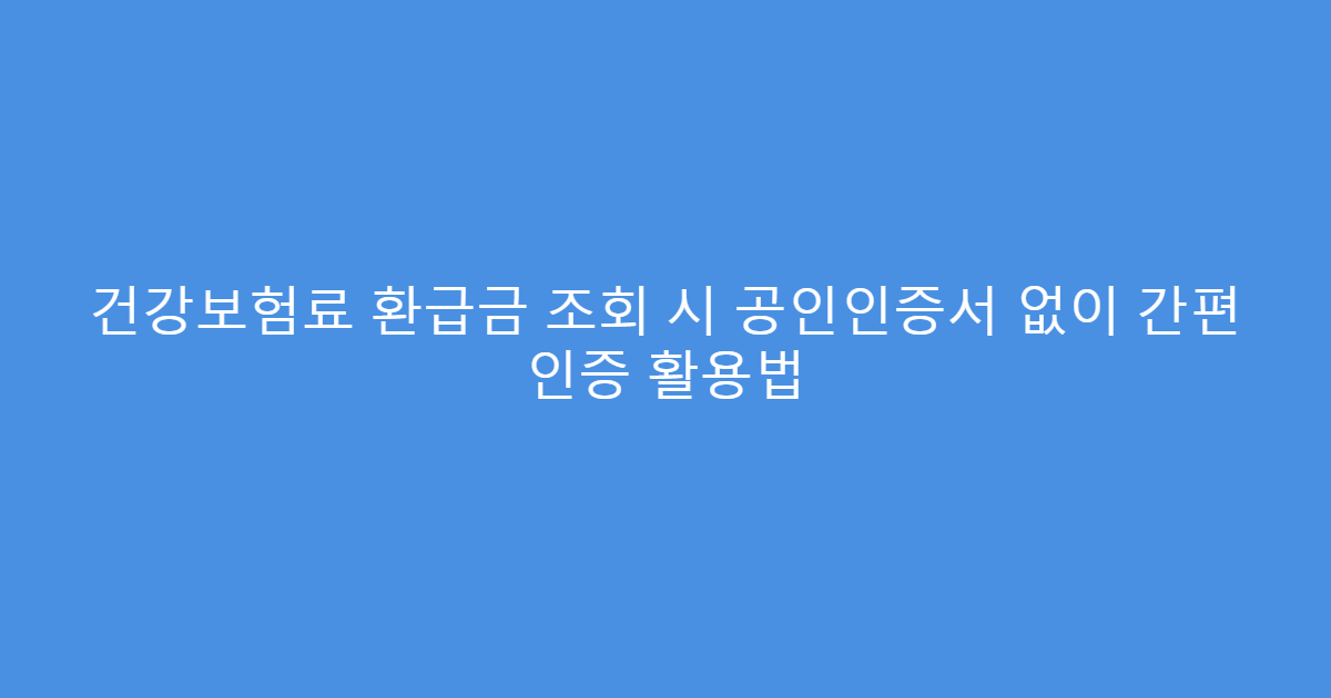 건강보험료 환급금 조회 시 공인인증서 없이 간편 인증 활용법
