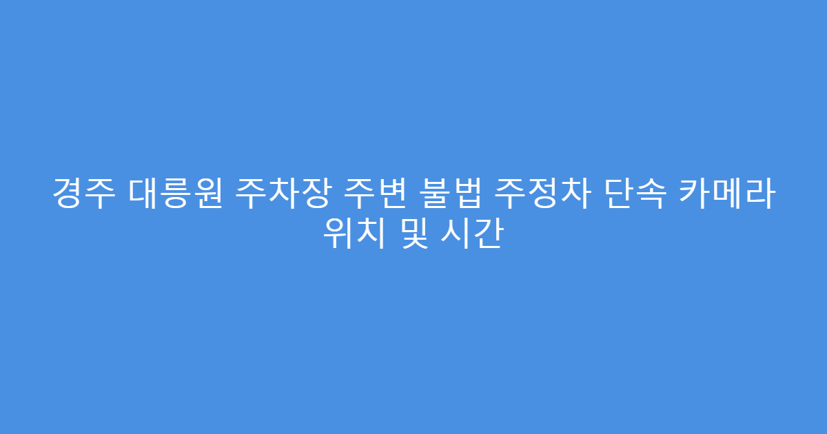 경주 대릉원 주차장 주변 불법 주정차 단속 카메라 위치 및 시간