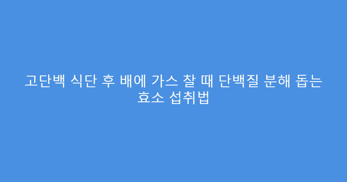 고단백 식단 후 배에 가스 찰 때 단백질 분해 돕는 효소 섭취법