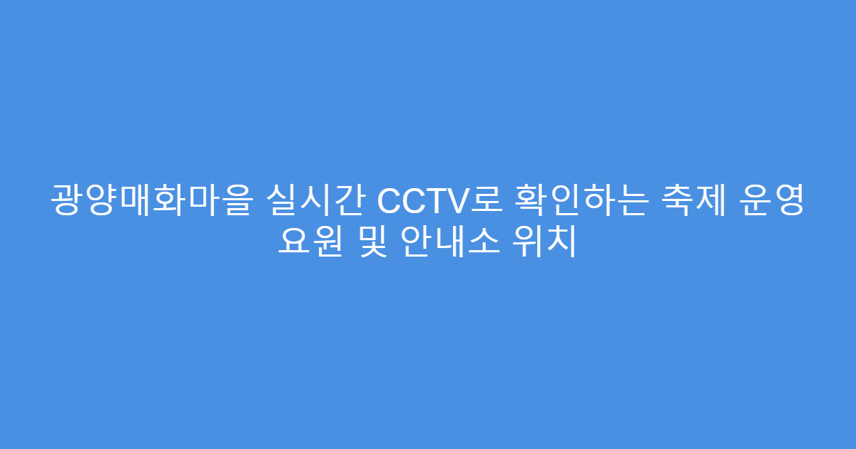 광양매화마을 실시간 CCTV로 확인하는 축제 운영 요원 및 안내소 위치