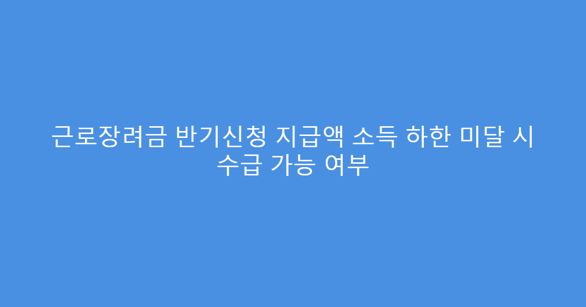 근로장려금 반기신청 지급액 소득 하한 미달 시 수급 가능 여부