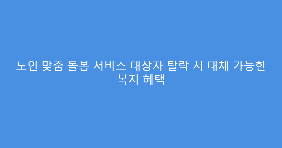 노인 맞춤 돌봄 서비스 대상자 탈락 시 대체 가능한 복지 혜택