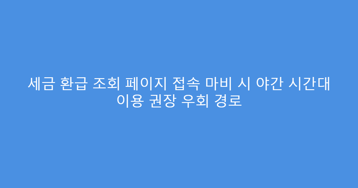세금 환급 조회 페이지 접속 마비 시 야간 시간대 이용 권장 우회 경로