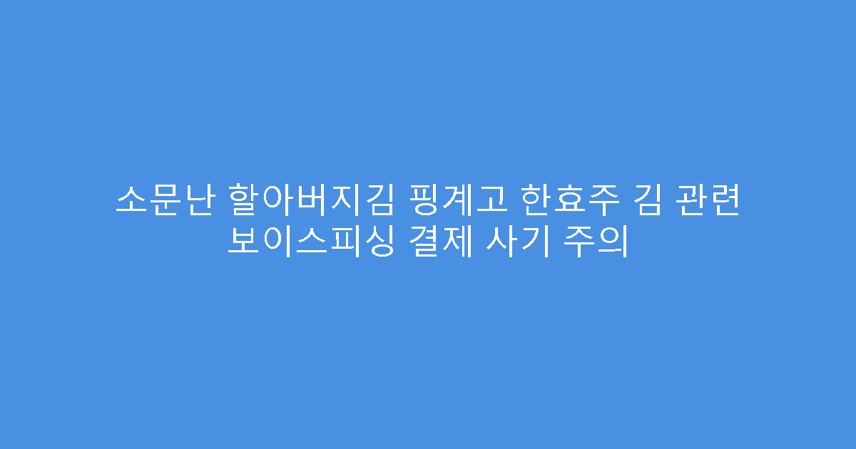 소문난 할아버지김 핑계고 한효주 김 관련 보이스피싱 결제 사기 주의