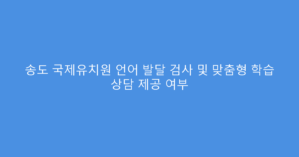 송도 국제유치원 언어 발달 검사 및 맞춤형 학습 상담 제공 여부