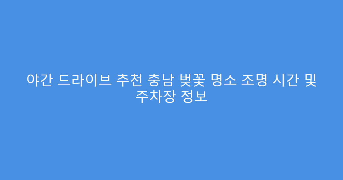 야간 드라이브 추천 충남 벚꽃 명소 조명 시간 및 주차장 정보