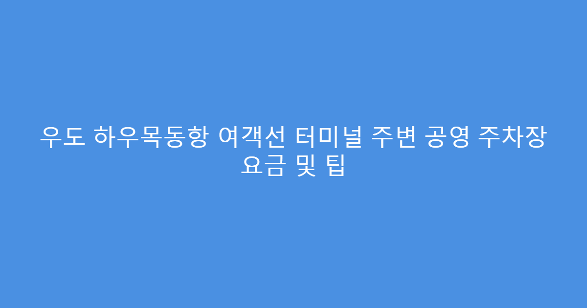 우도 하우목동항 여객선 터미널 주변 공영 주차장 요금 및 팁