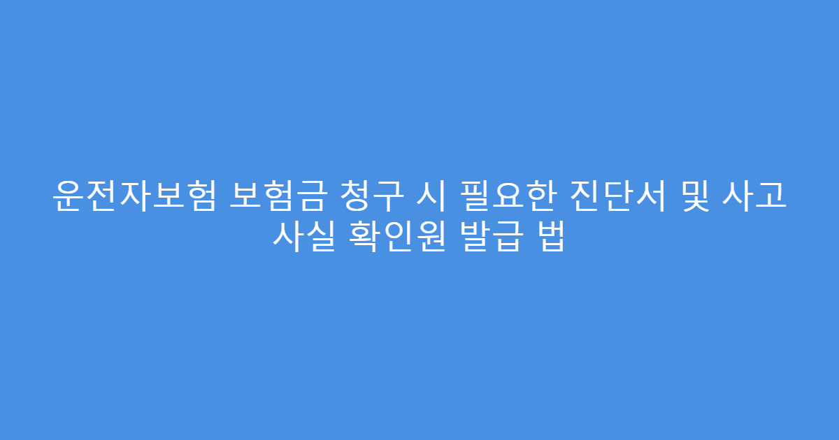 운전자보험 보험금 청구 시 필요한 진단서 및 사고 사실 확인원 발급 법