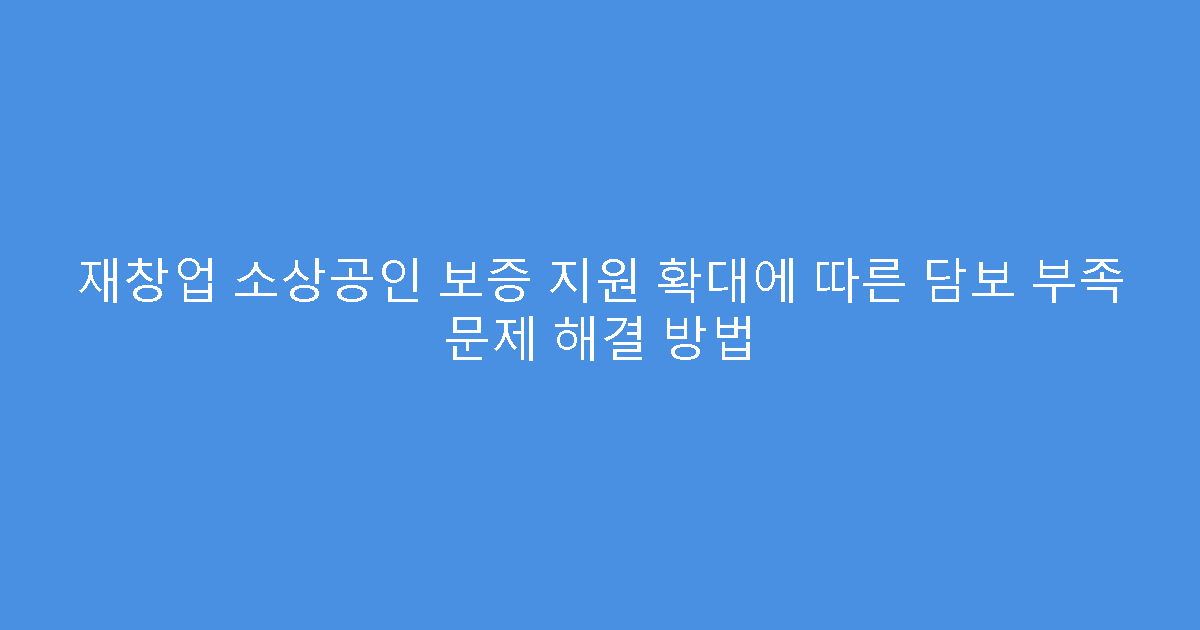 재창업 소상공인 보증 지원 확대에 따른 담보 부족 문제 해결 방법