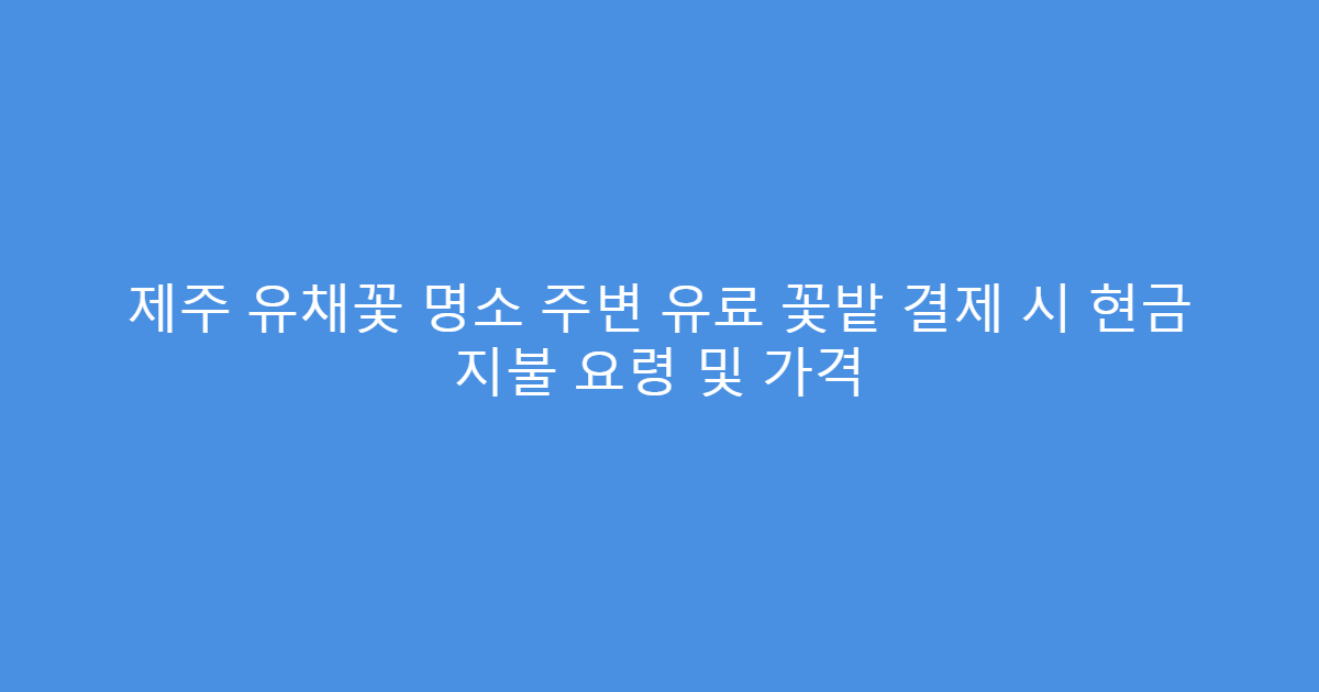 제주 유채꽃 명소 주변 유료 꽃밭 결제 시 현금 지불 요령 및 가격