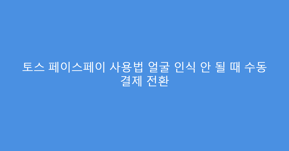 토스 페이스페이 사용법 얼굴 인식 안 될 때 수동 결제 전환