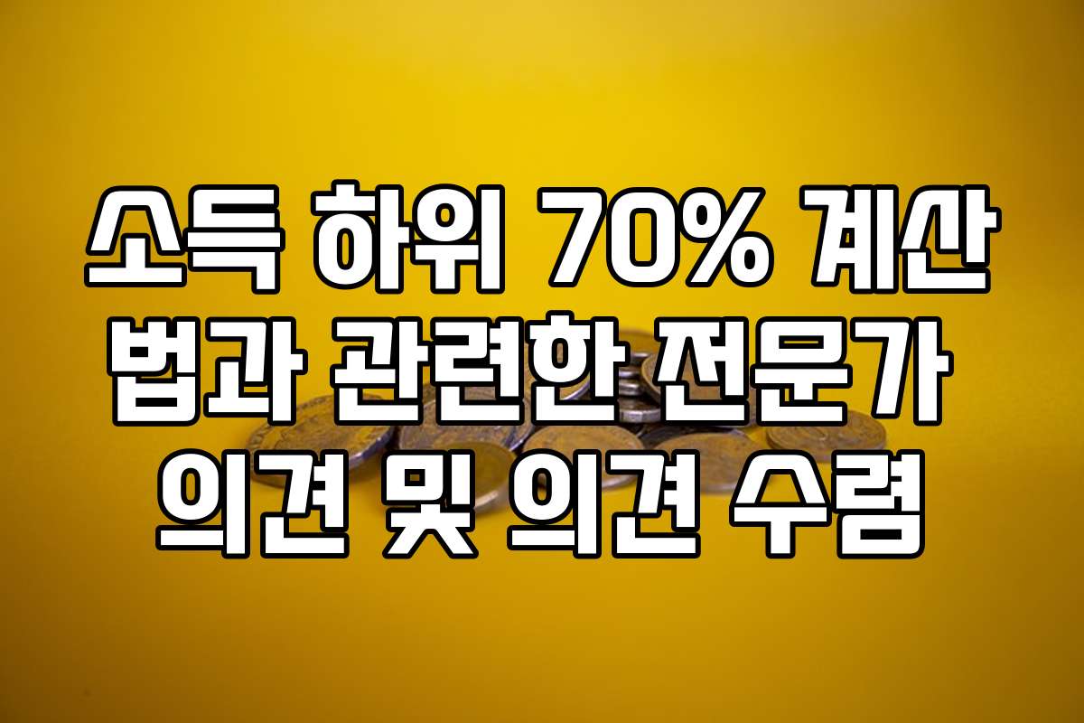 소득 하위 70% 계산법과 관련한 전문가 의견 및 의견 수렴