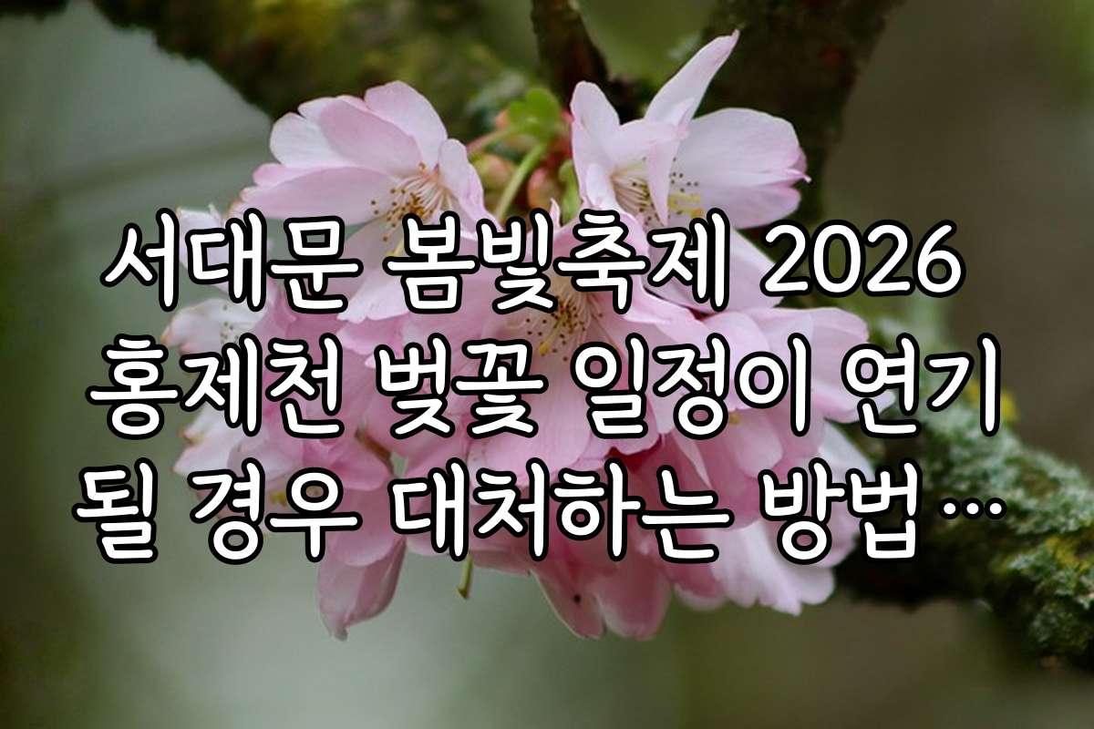 서대문 봄빛축제 2026 홍제천 벚꽃 일정이 연기될 경우 대처하는 방법과 알림 서비스 소개