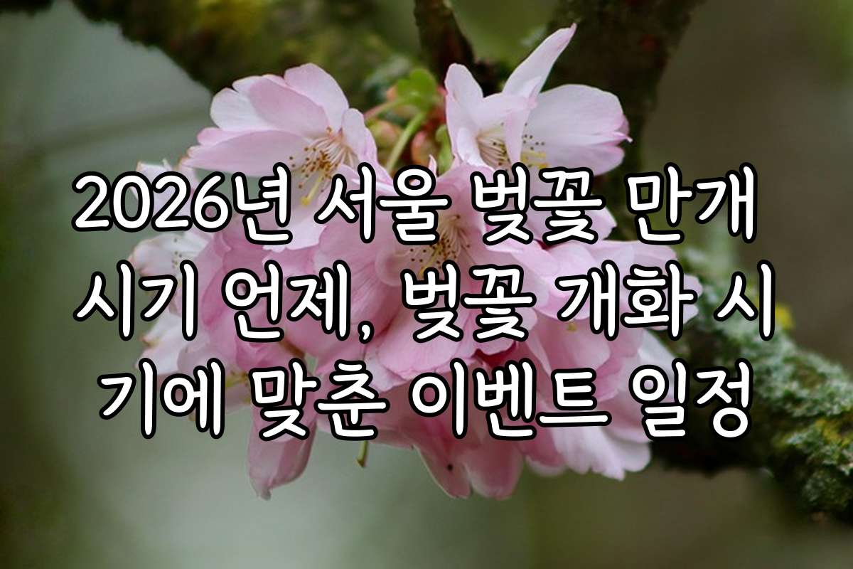 2026년 서울 벚꽃 만개 시기 언제, 벚꽃 개화 시기에 맞춘 이벤트 일정
