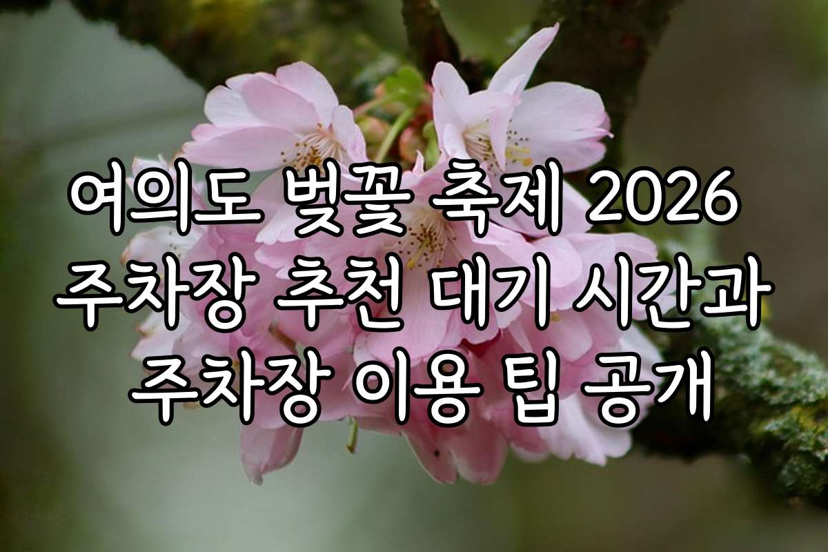 여의도 벚꽃 축제 2026 주차장 추천 대기 시간과 주차장 이용 팁 공개