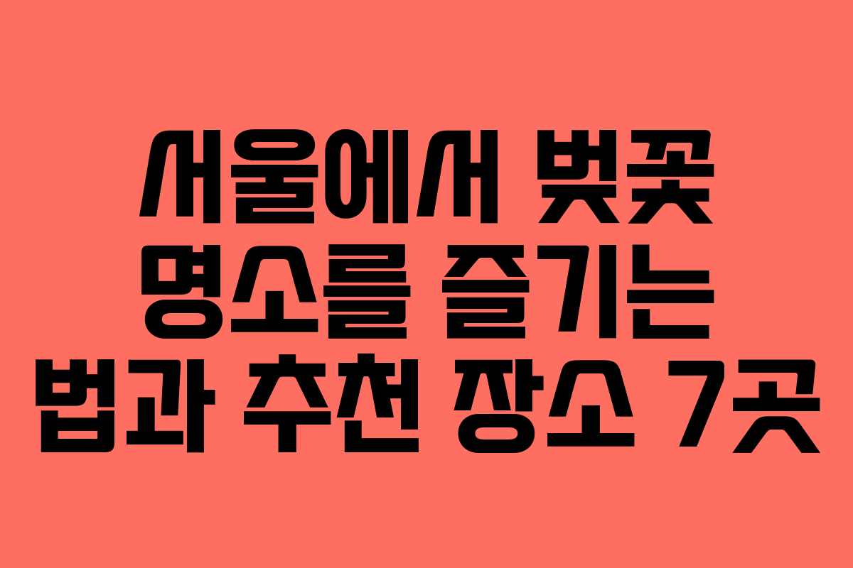 서울에서 벚꽃 명소를 즐기는 법과 추천 장소 7곳