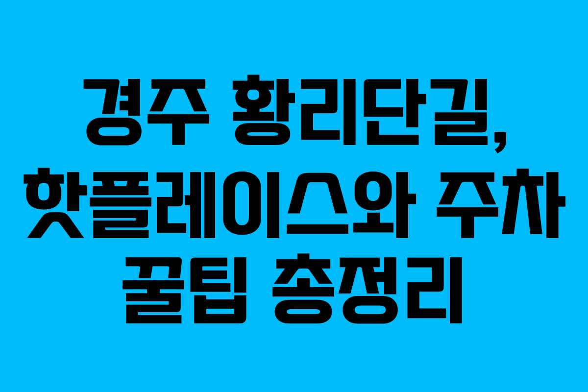 경주 황리단길, 핫플레이스와 주차 꿀팁 총정리