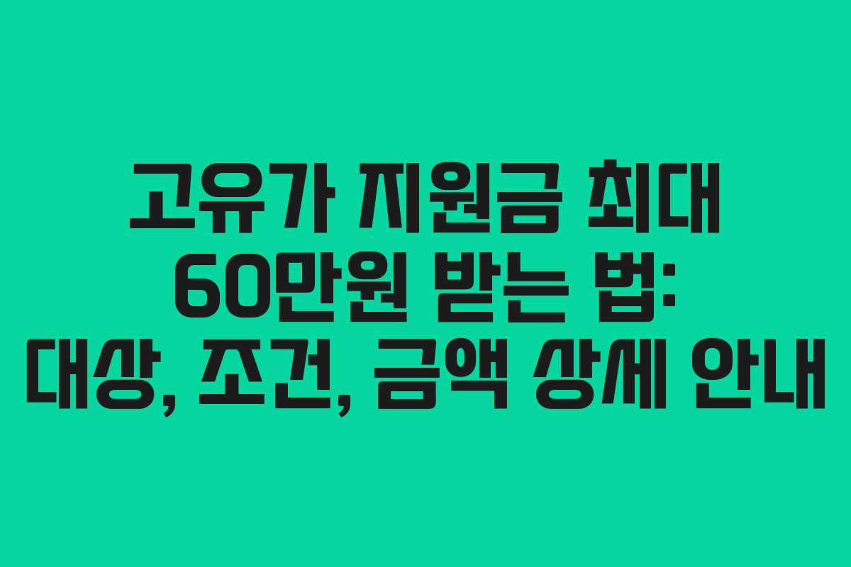고유가 지원금 최대 60만원 받는 법: 대상, 조건, 금액 상세 안내