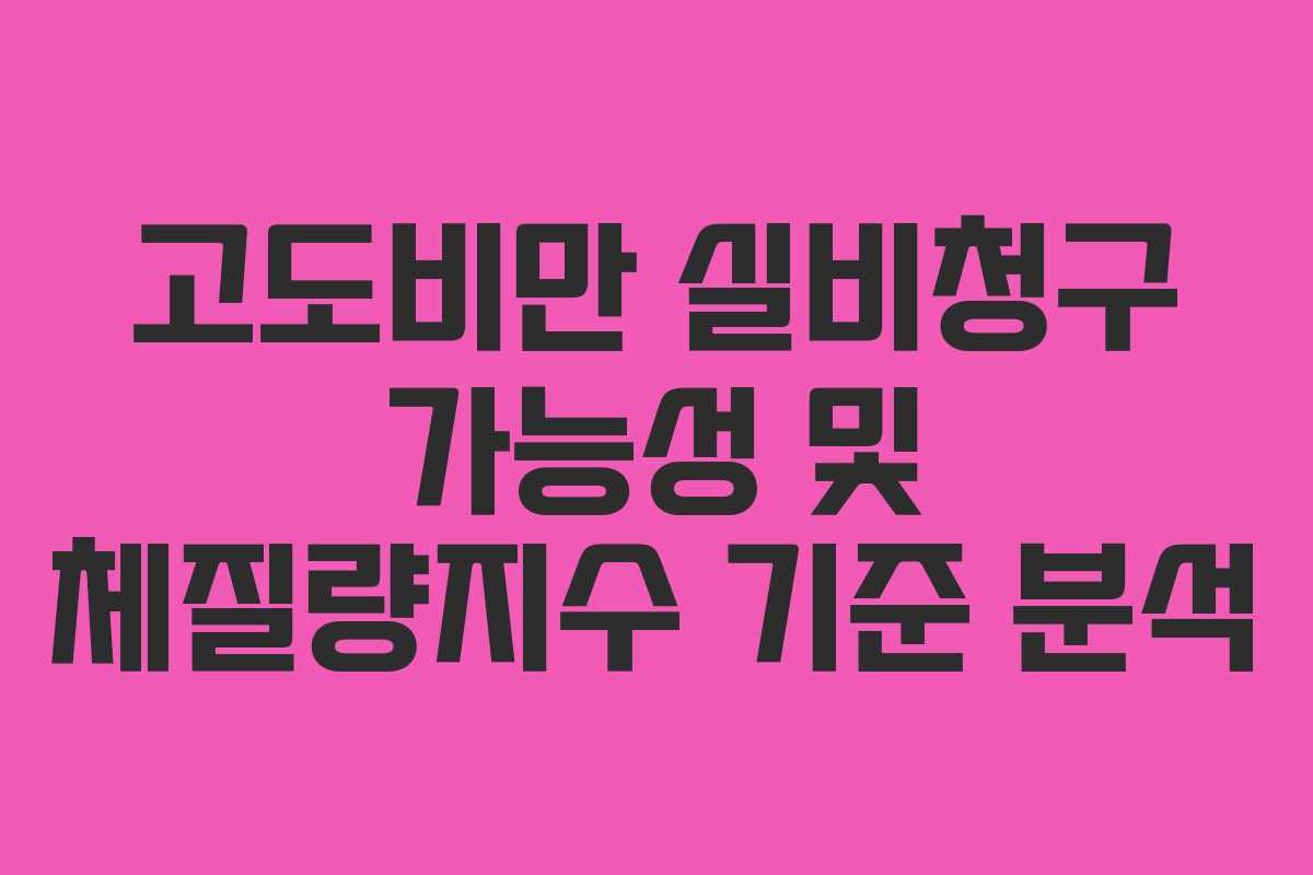 고도비만 실비청구 가능성 및 체질량지수 기준 분석