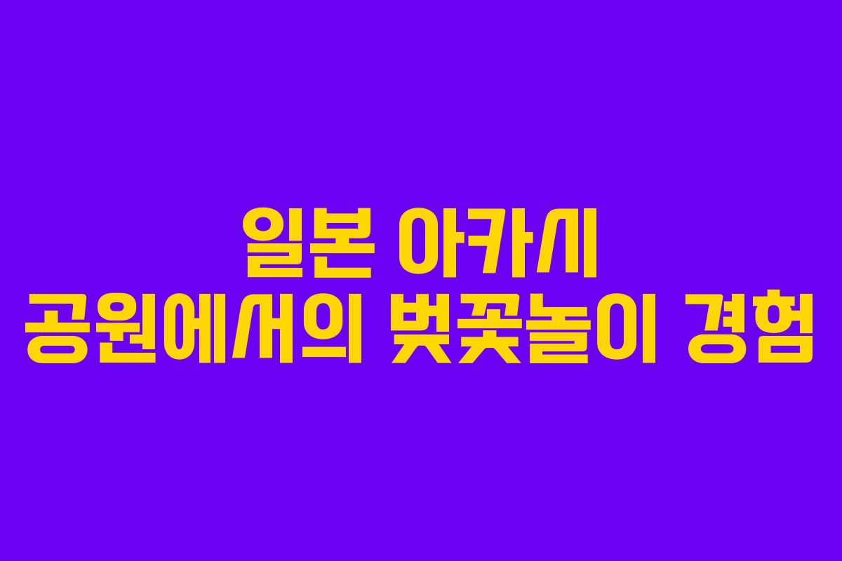 일본-아카시-공원에서의-벚꽃놀이-경험