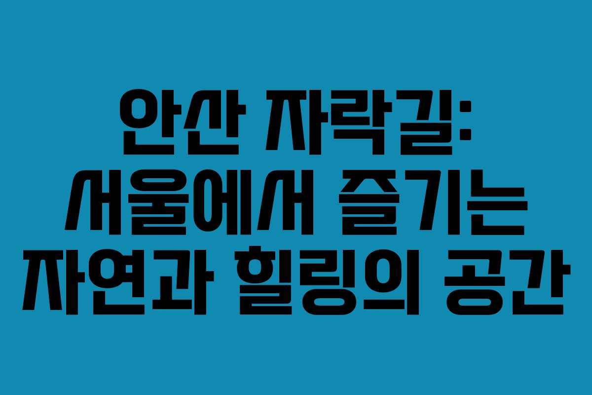 안산 자락길: 서울에서 즐기는 자연과 힐링의 공간