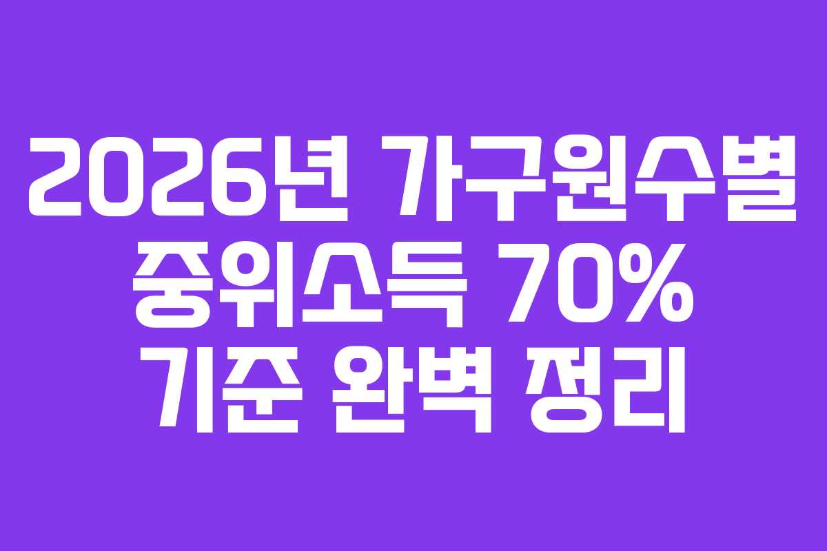 2026년 가구원수별 중위소득 70% 기준 완벽 정리