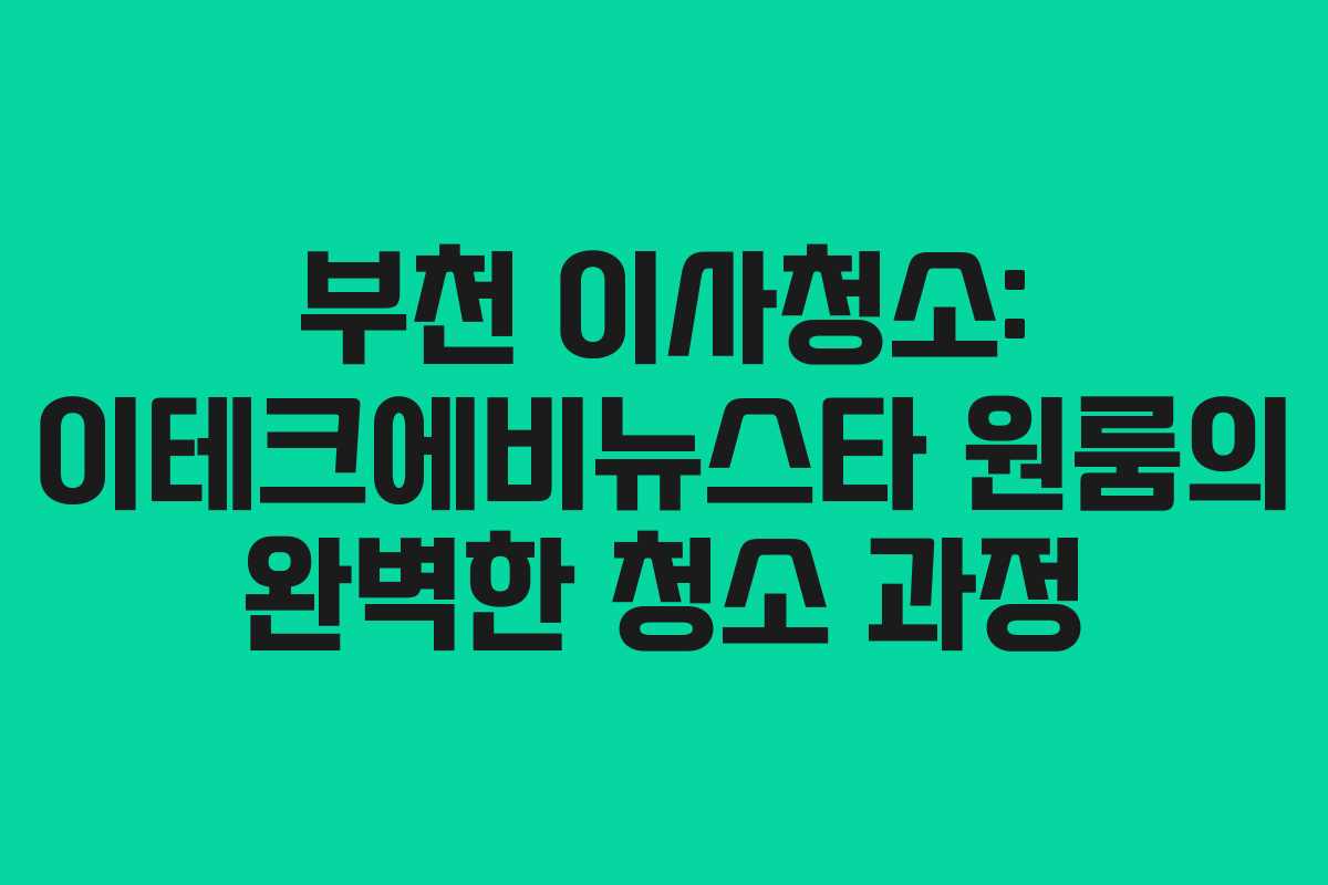 부천 이사청소: 이테크에비뉴스타 원룸의 완벽한 청소 과정