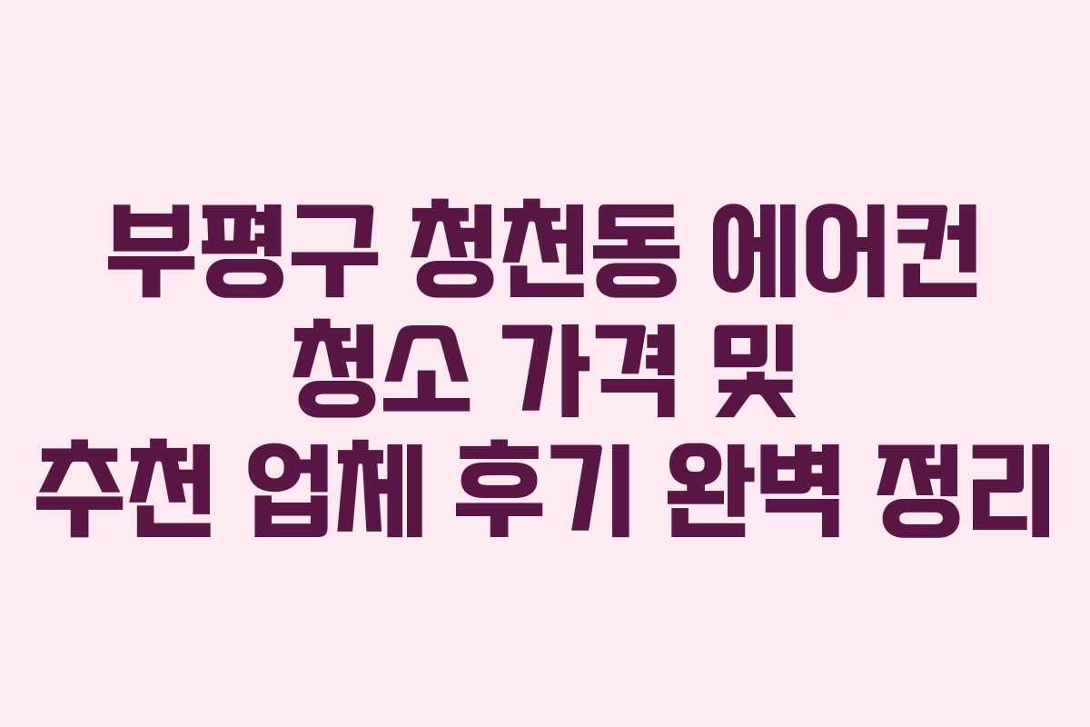 부평구 청천동 에어컨 청소 가격 및 추천 업체 후기 완벽 정리