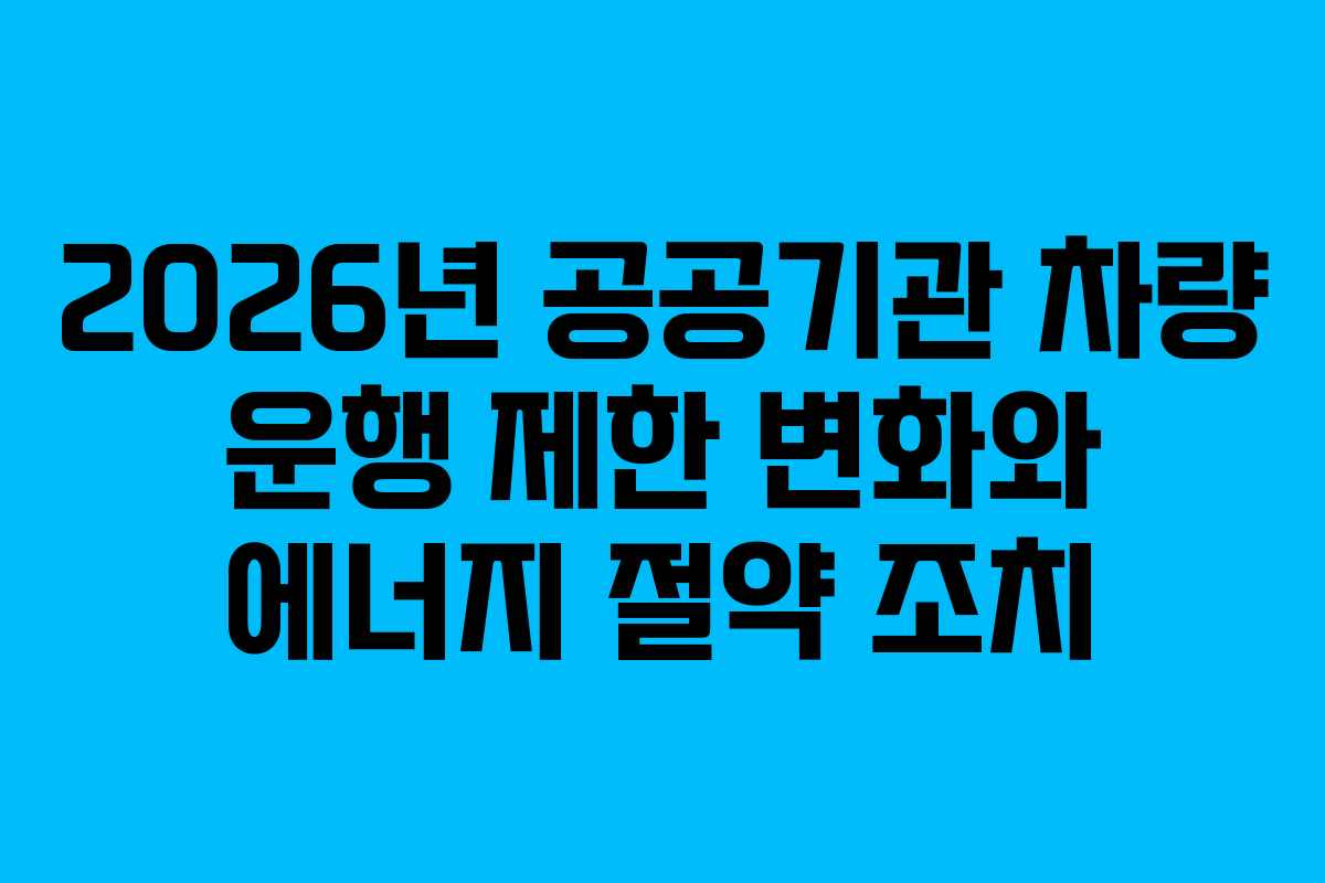2026년 공공기관 차량 운행 제한 변화와 에너지 절약 조치