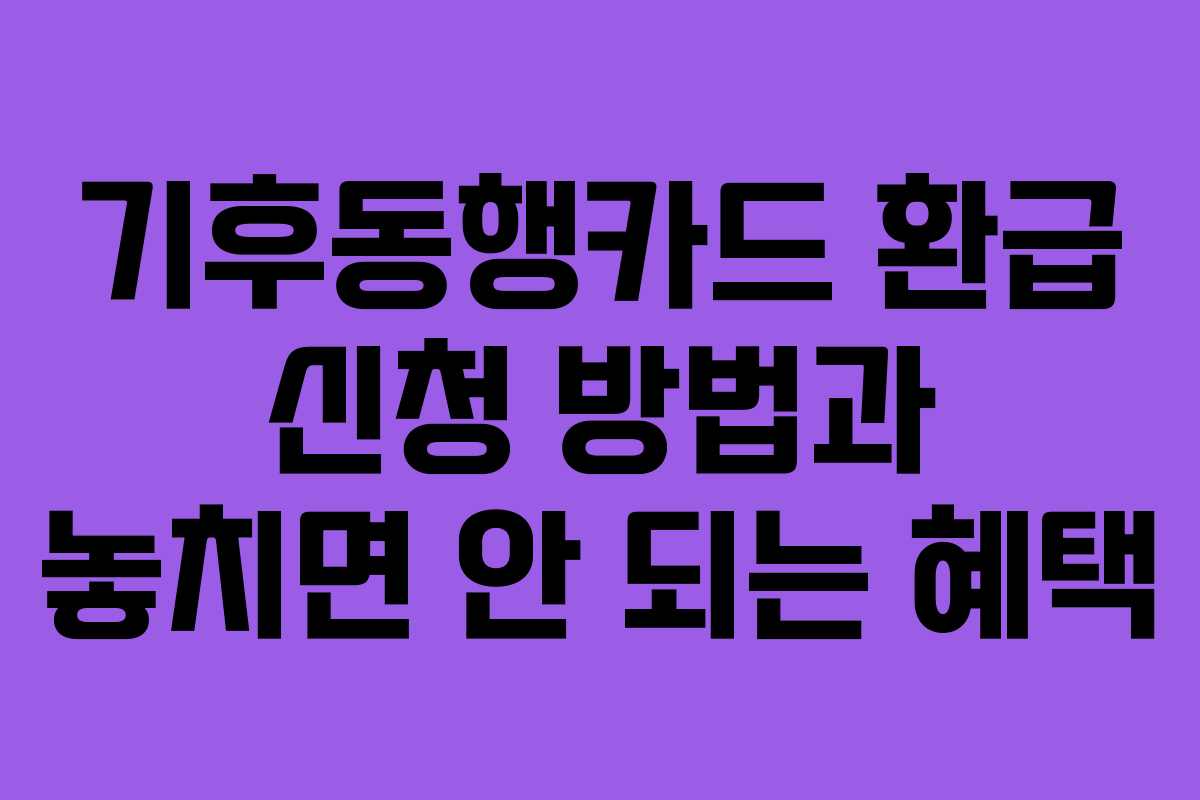 기후동행카드 환급 신청 방법과 놓치면 안 되는 혜택