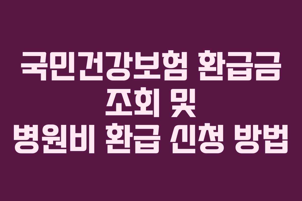 국민건강보험 환급금 조회 및 병원비 환급 신청 방법