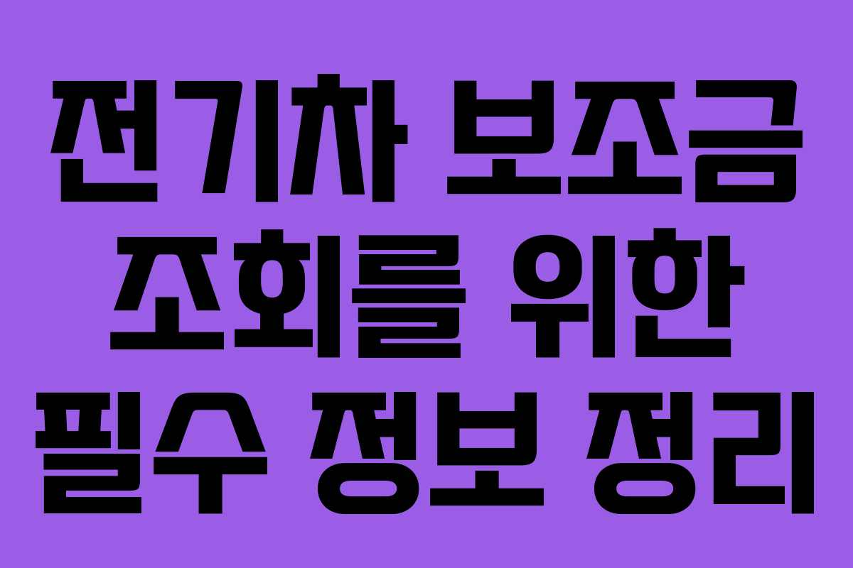 전기차 보조금 조회를 위한 필수 정보 정리