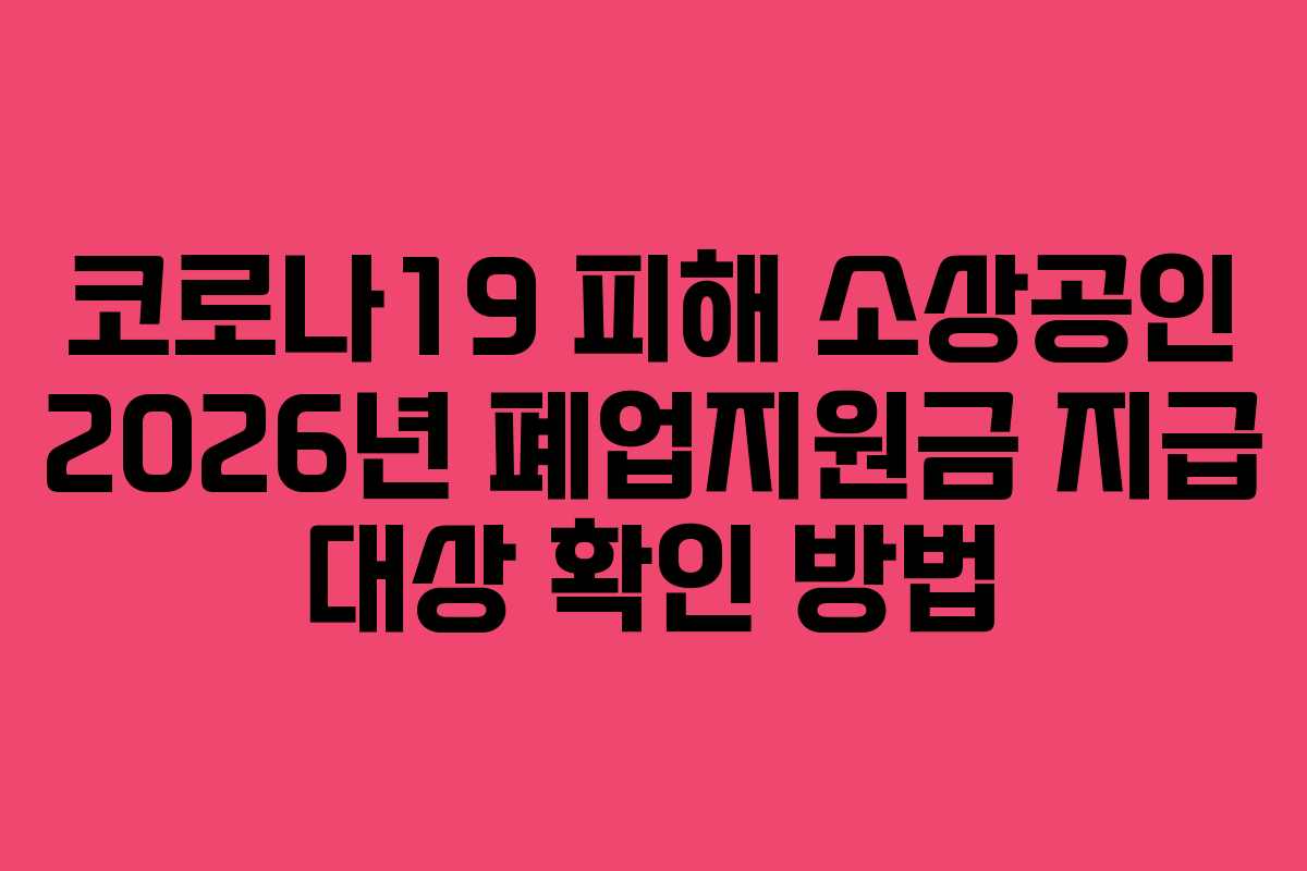 코로나19 피해 소상공인 2026년 폐업지원금 지급 대상 확인 방법
