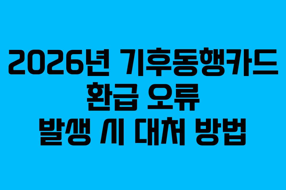 2026년 기후동행카드 환급 오류 발생 시 대처 방법