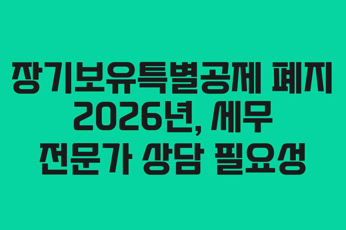장기보유특별공제 폐지 2026년, 세무 전문가 상담 필요성