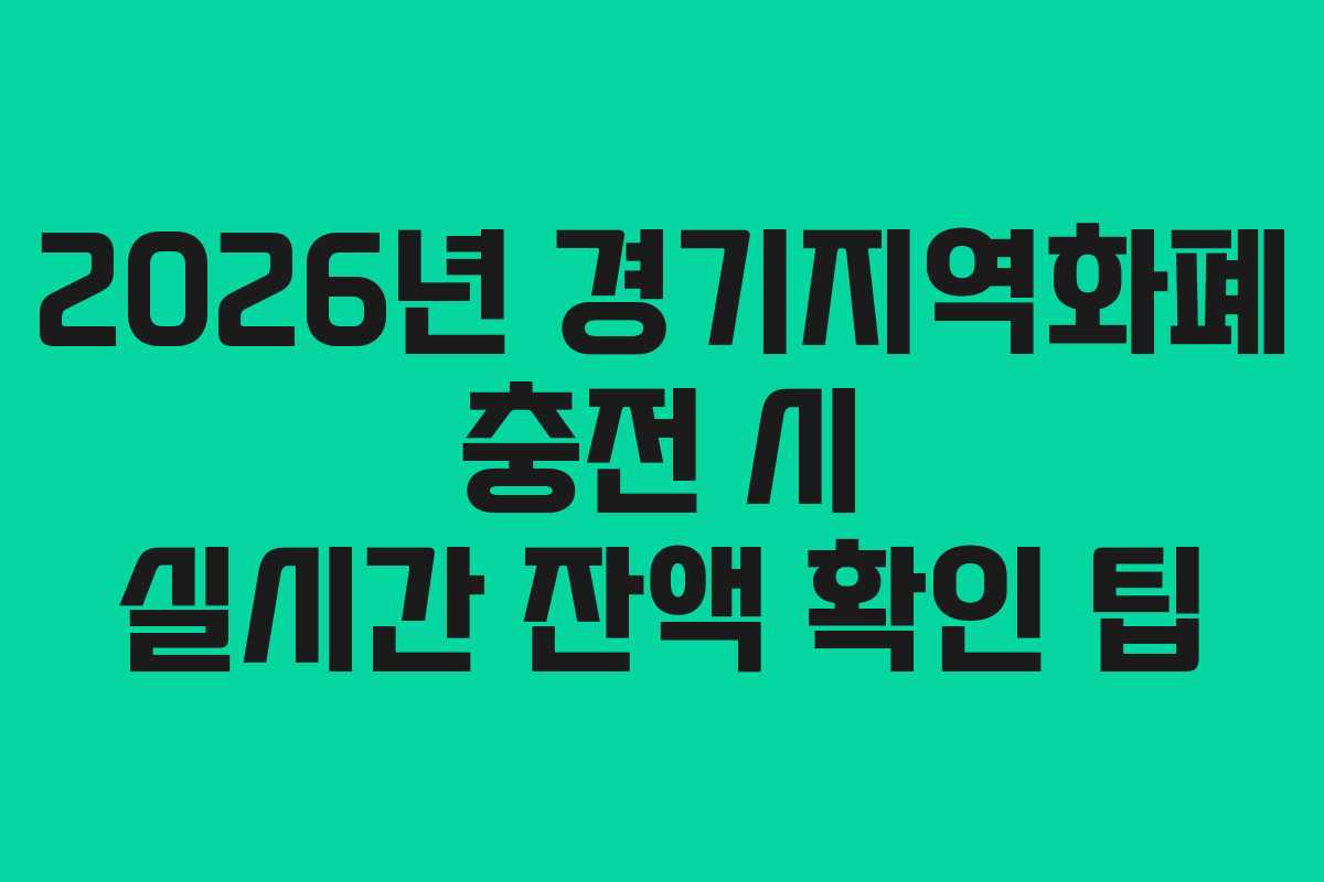 2026년 경기지역화폐 충전 시 실시간 잔액 확인 팁