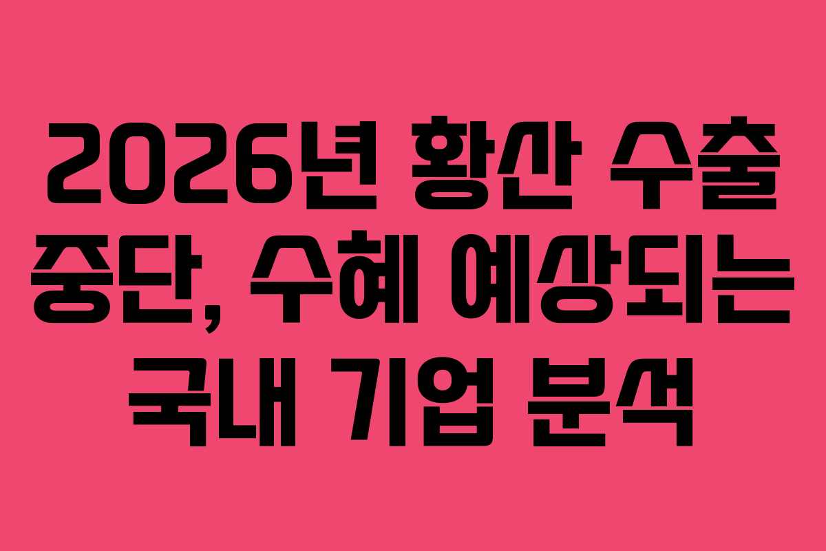 2026년 황산 수출 중단, 수혜 예상되는 국내 기업 분석