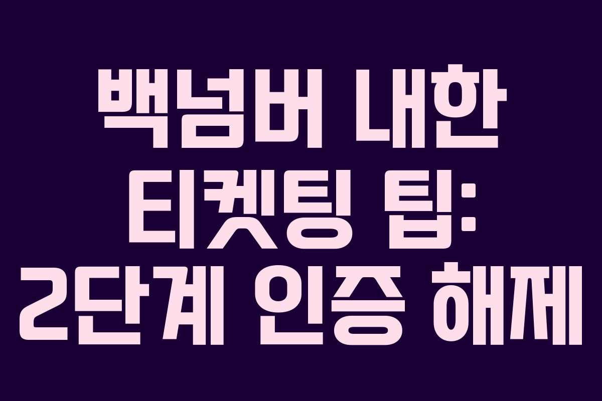 백넘버 내한 티켓팅 팁: 2단계 인증 해제