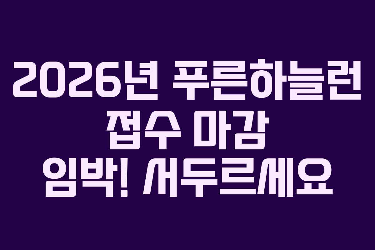 2026년 푸른하늘런 접수 마감 임박! 서두르세요