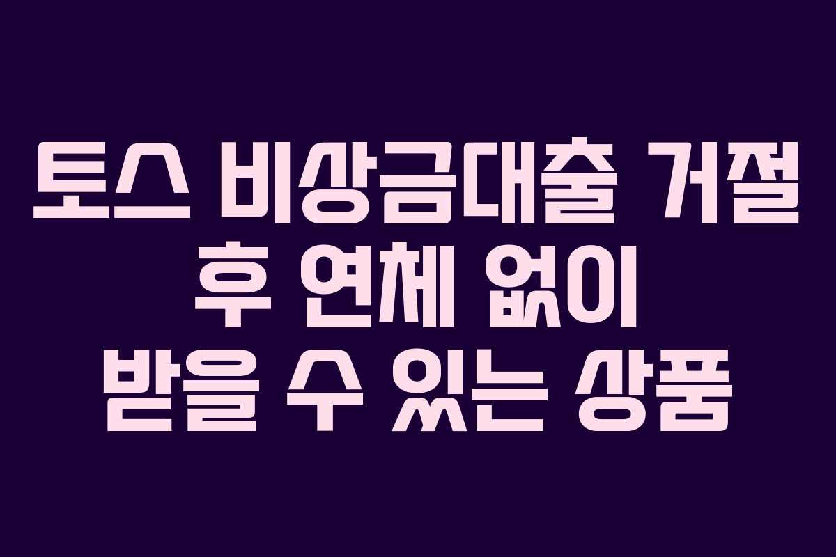 토스 비상금대출 거절 후 연체 없이 받을 수 있는 상품