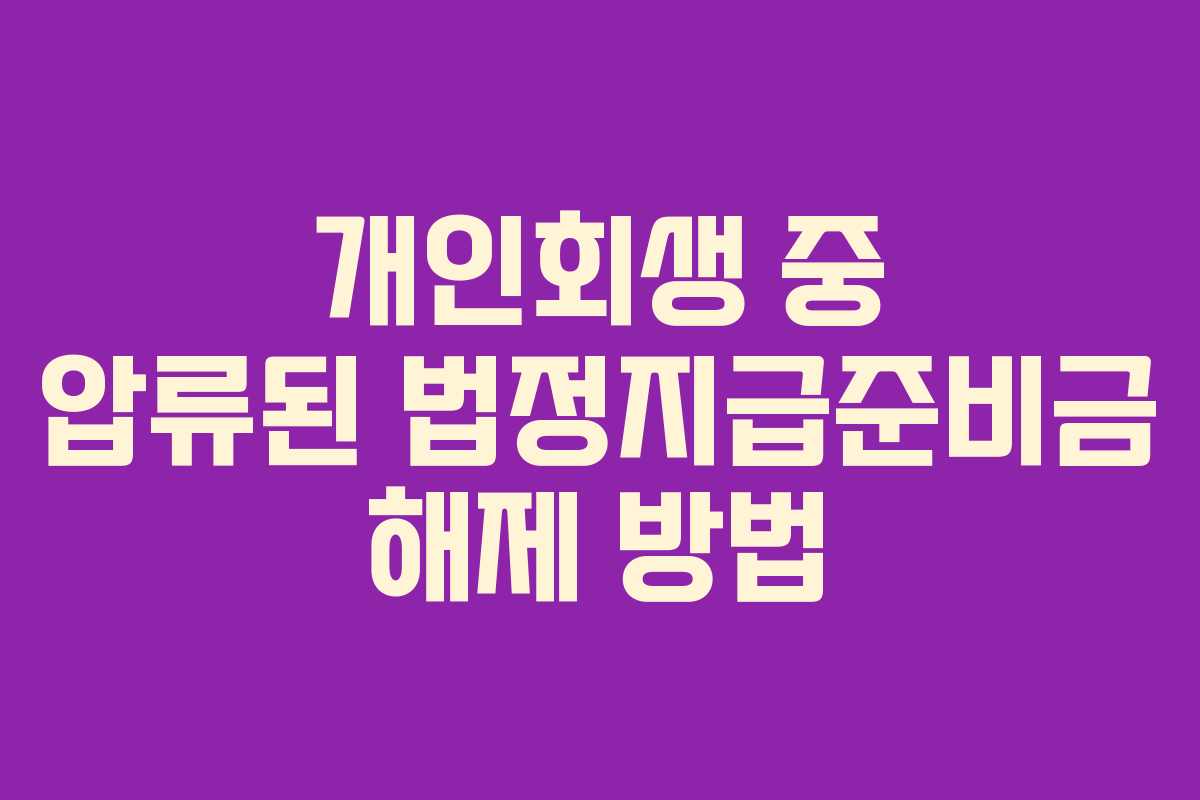 개인회생 중 압류된 법정지급준비금 해제 방법