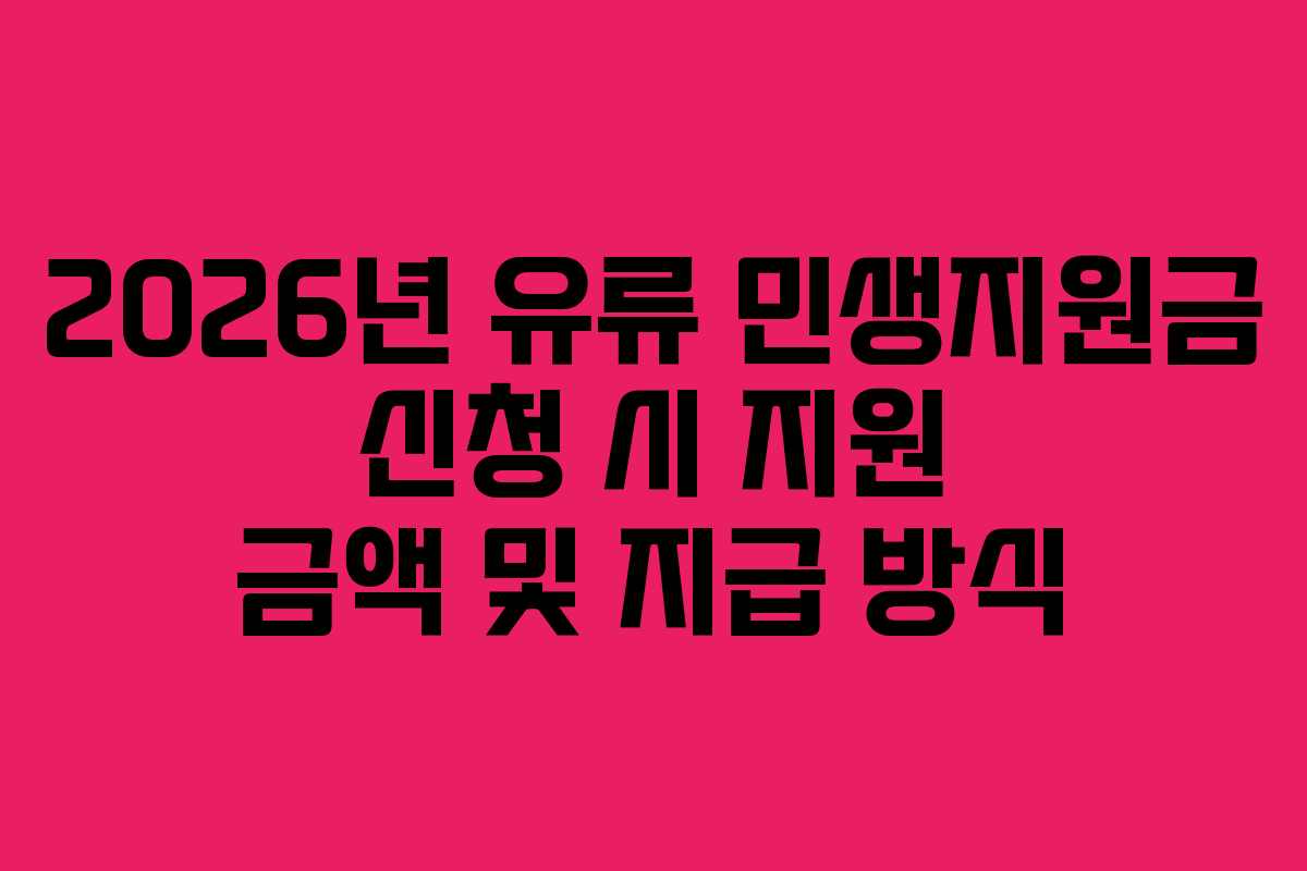 2026년 유류 민생지원금 신청 시 지원 금액 및 지급 방식
