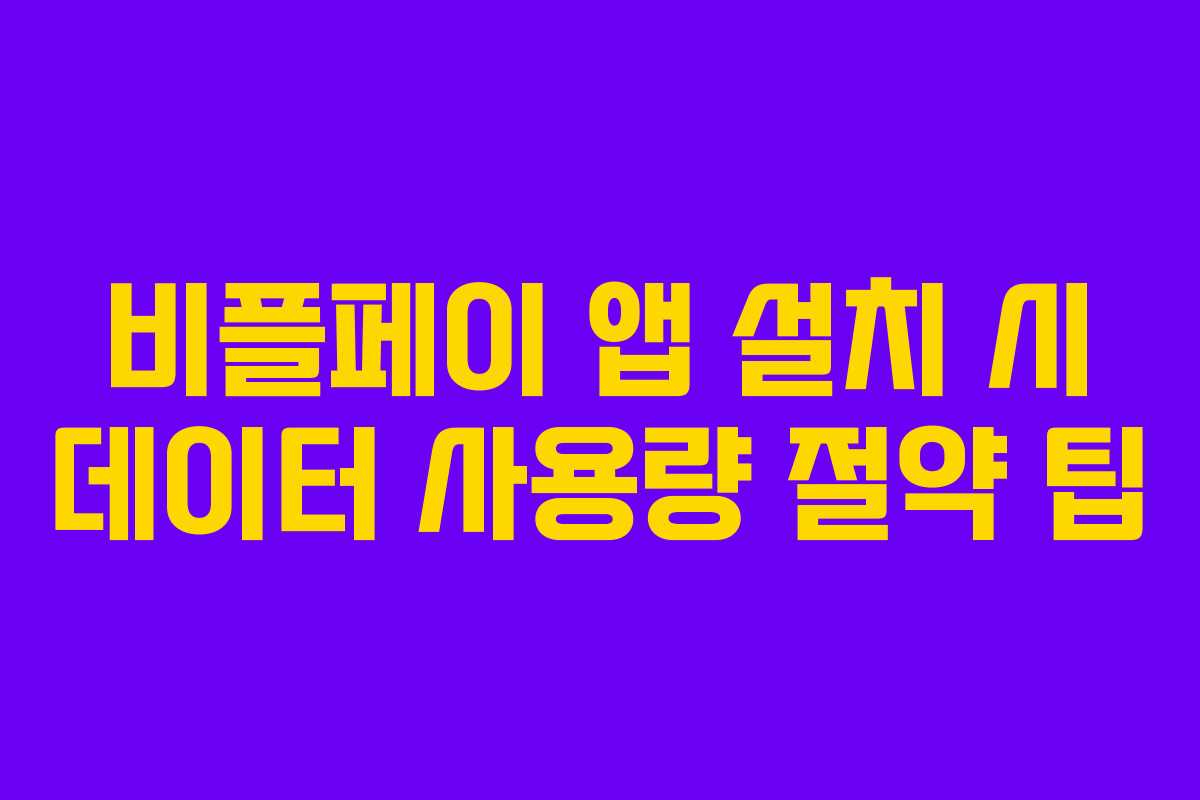 비플페이 앱 설치 시 데이터 사용량 절약 팁
